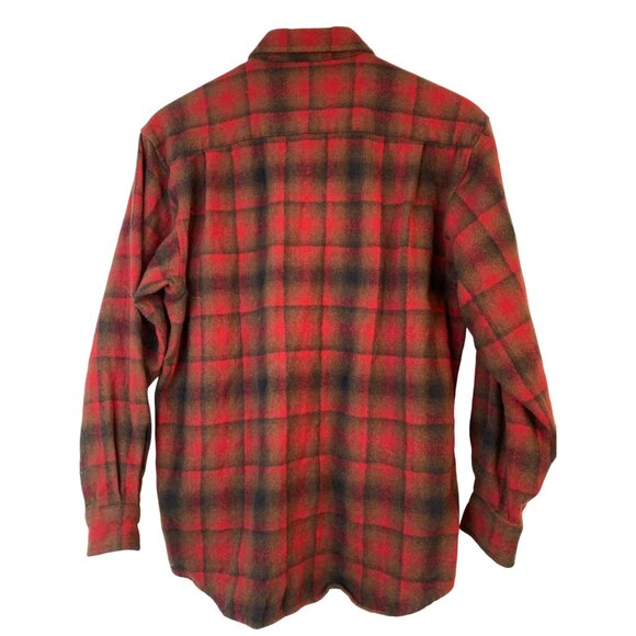 Pendelton washable Wool Red Plaid Outdoor Shirt Mens Size M 10001 - Picture 3 of 6